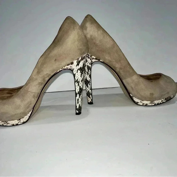Joan and David Dadelsa peep toe suede and snake heel shoes Italian made - Picture 8 of 9